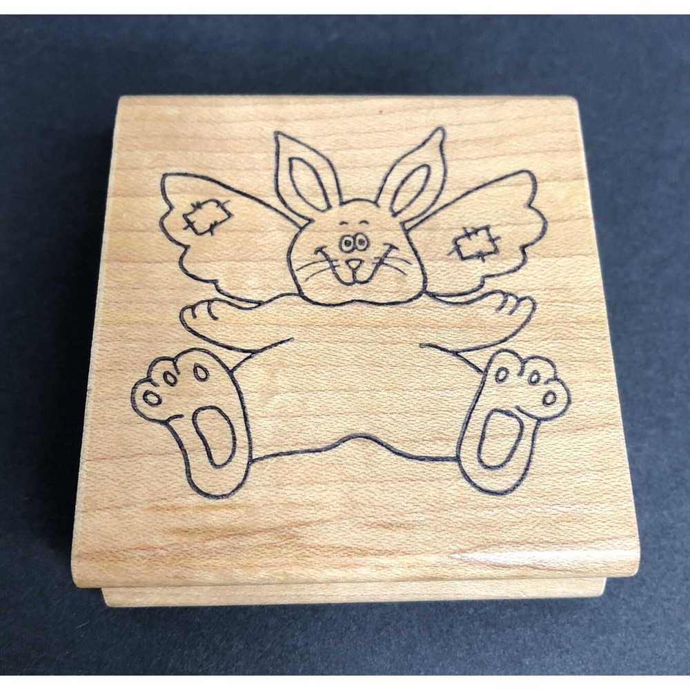 Great Impressions Rubber Stamp Angel Rabbit Easter Bunny Wood Mounted F106